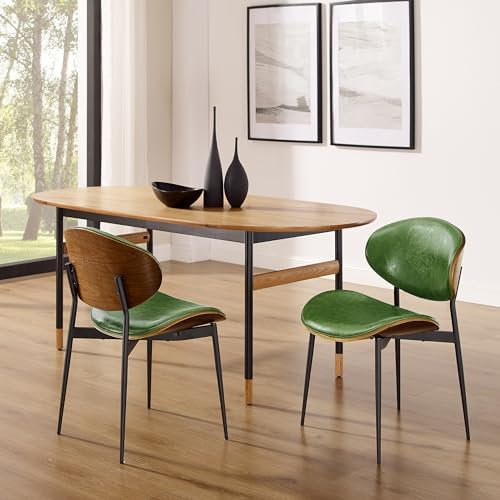 Art Leon Mid Century Modern Dining Chairs Set of 2 Armless Accent Green