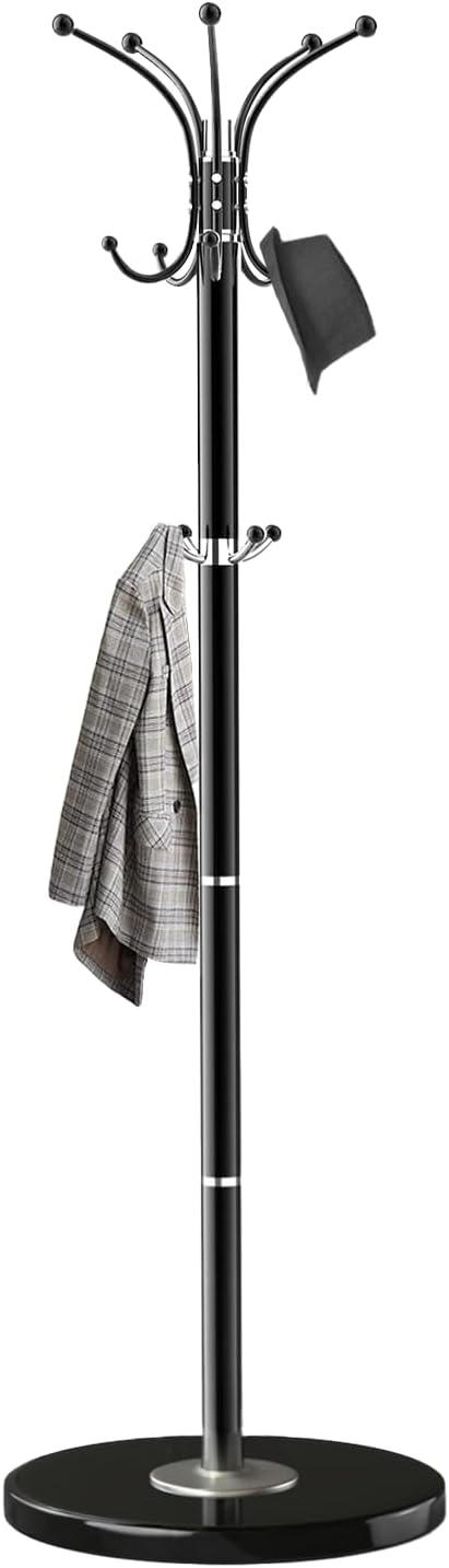 Coat Rack Freestanding with 360ยฐRotary 14 Hooks Marble Base