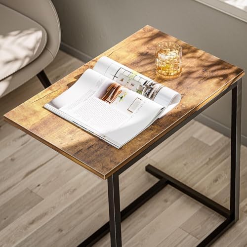 Pipishell C Shaped End Table Set of 2, Side Table for Couch Slide Under, C Ta...