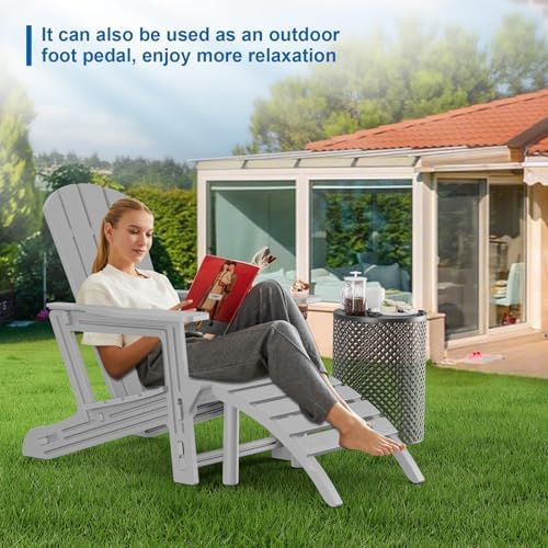 Adirondack Ottoman, All Weather Foot Rest for Adirondack Chair, HDPE Plastic ...
