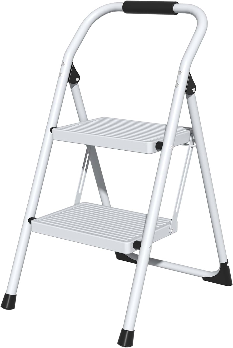 2 Step Ladder for Kitchen Step Stool, Lightweight Folding Step Stool with Cur...