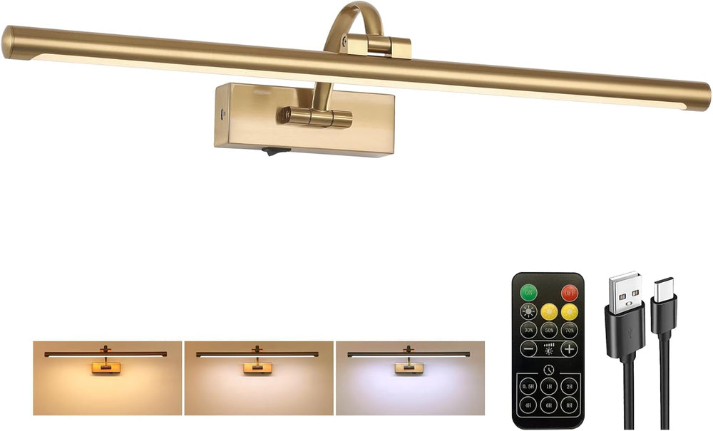 Tassuowell Picture Light Battery Operated with Remote, 3CCT Dimmable Picture ...