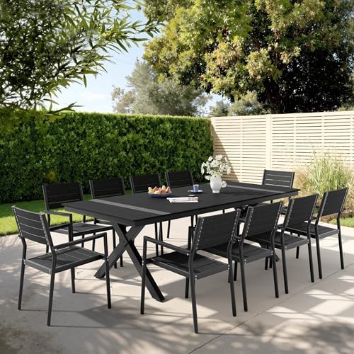 Pellebant 11-Piece Outdoor Patio Dining Table Set for 10 Person