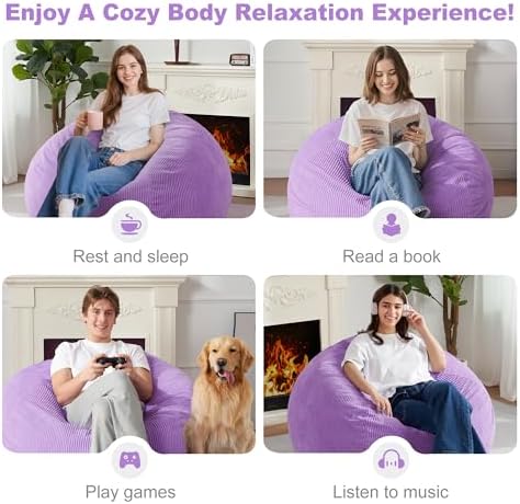 Homguava 3FT Bean Bag Chair for Adults,Teardrop Beanbag Chair with Handle | B...