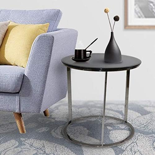 Telephone Table, Black Glass End Table Stainless Steel Frame Living Room Sofa...