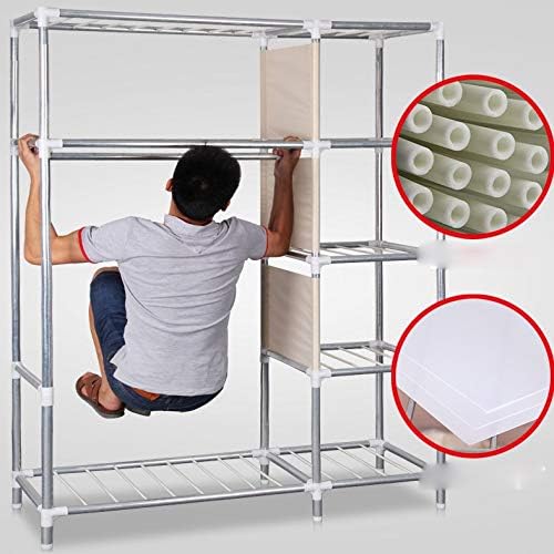 Simple Wardrobe Reinforced Thicken Cloth Sturdy Steel Frame Assembly Oxford L...