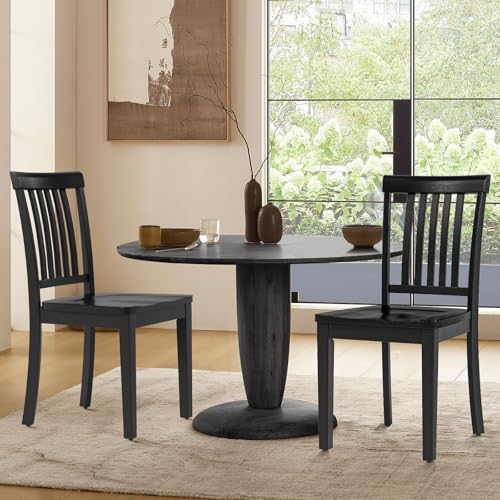 COLAMY Wooden Dining Room Chairs Set of 4, Spindle High Back Windsor Kitchen ...