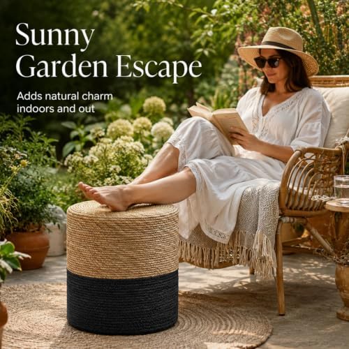 Wimarsbon Natural Seagrass Foot Stool, Hand Weaving Round Ottoman, for Living...