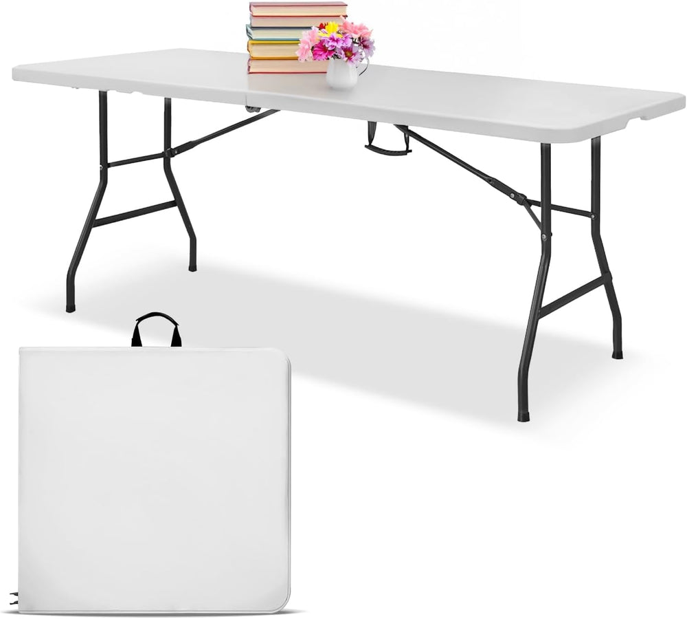 EconoHome 6ft Folding Table with Handle | Heavy-Duty Foldable Table | Portabl...