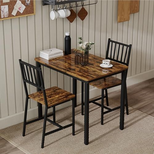 3-Piece Dining Table Set for 2, Space-Saving Kitchen Table Set for Small Spac...