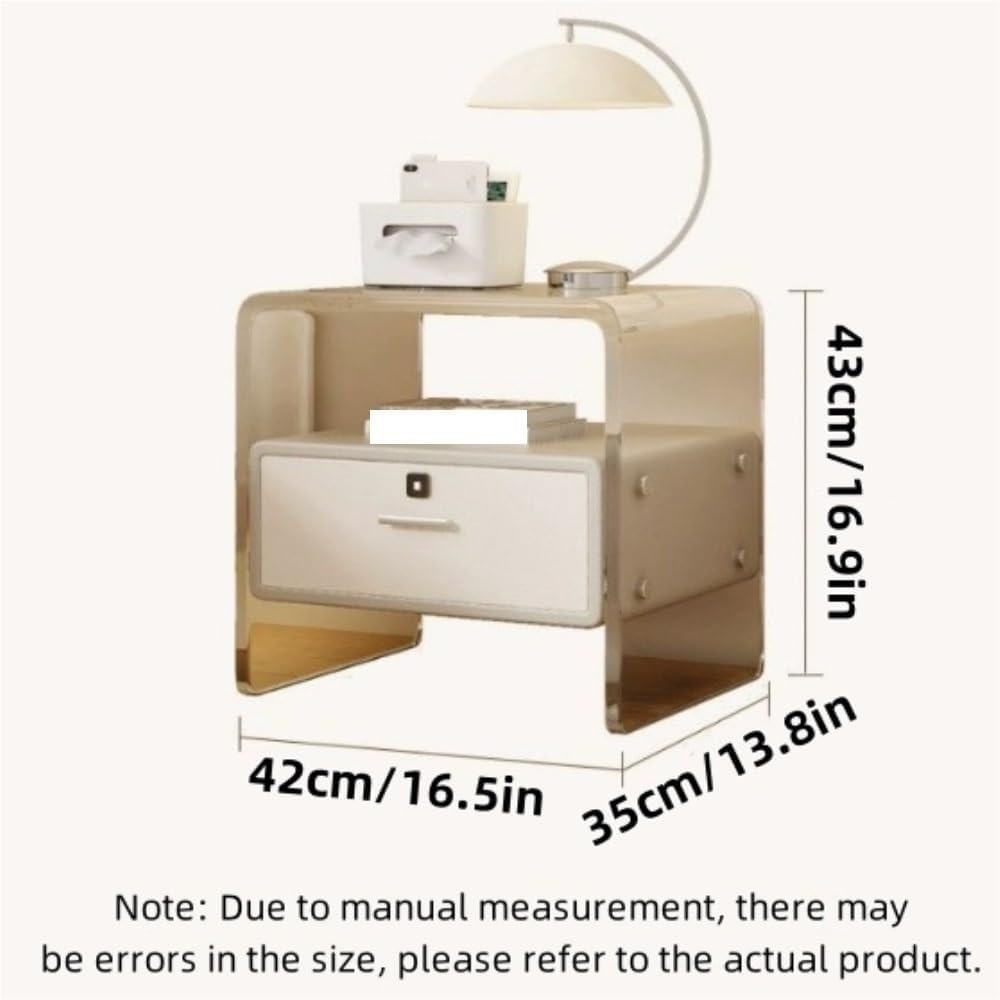 Nightstand with Drawer and Open Storage Acrylic Bedside Tables Side Table wit...