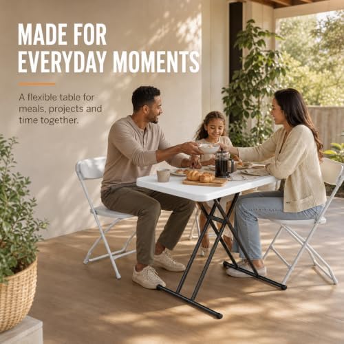 Folding Table, TV Tray with 3 Levels Adjustable Height, Heavy Duty No Assembl...