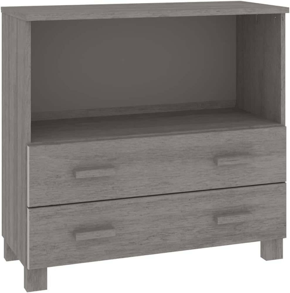 Light Grey Sideboard with Solid Pine Wood and MDF Construction, Modern Storag...