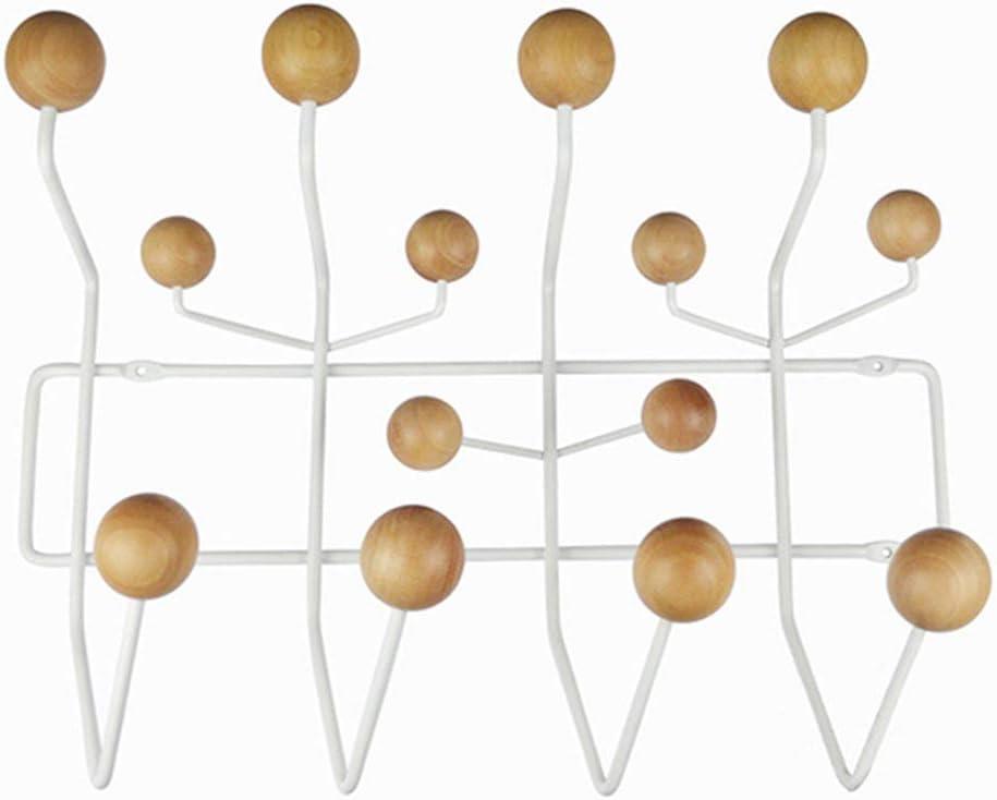 SHISEDECO Mid Century Modern Hang it All Coat Rack White Frame Natural Ball