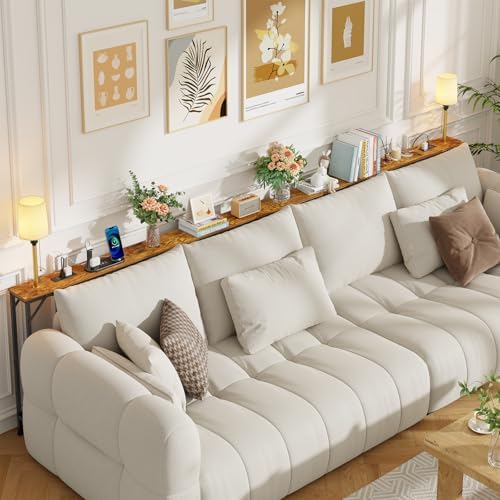 keomaisyto 63 Inch Narrow Console Table with 3-Color Adjustable Light and Cha...