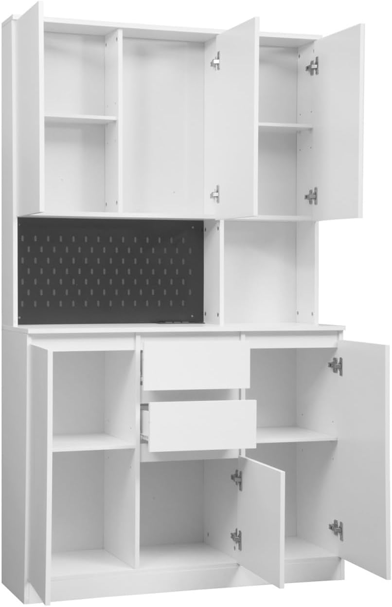 74” Kitchen Sideboard with Charging Function with 6 Doors, 3 Shelves and 2 Dr...
