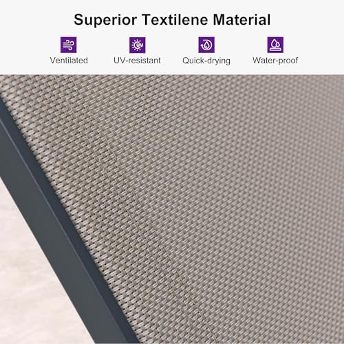 PURPLE LEAF Outdoor Chaise Lounge Chairs Set of 2 Aluminum Frame, Taupe | Tex...
