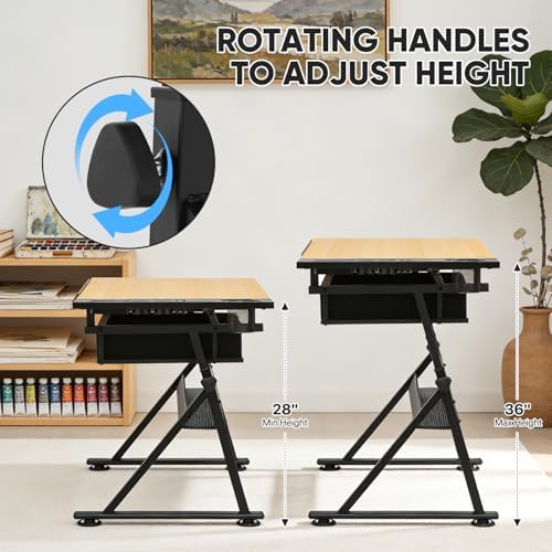 Magshion Drafting Table for Adults w/Stool, Natural