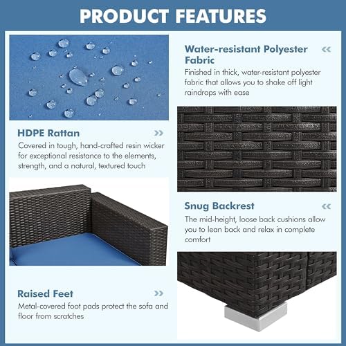 Yaheetech 3-Seat Patio Wicker Sofa, Outdoor Rattan Couch with Furniture Cover...