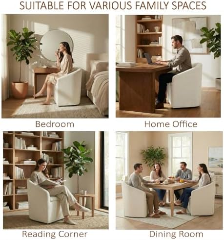 KISLOT Upholstered Dining Chairs with Casters, Washable Cover Modern Dining R...