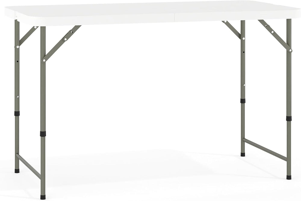 Flash Furniture 4-Foot Bi-Fold Granite White Plastic Folding Table | Lightwei...