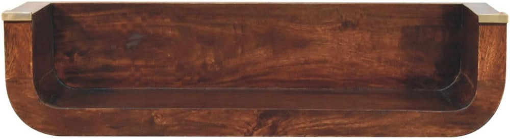 Solid Wood Indira California Walnut Floating Console Table, Open Shelf, Dark ...