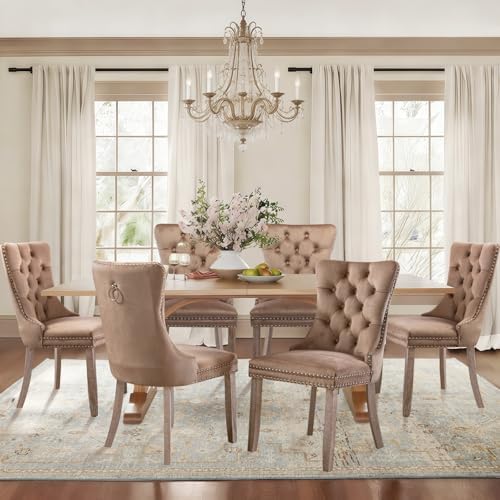 SoarFlash Velvet Dining Chairs Set of 6, Tall Back Side Chair, Modern Upholst...