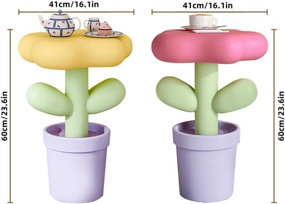 Resin Flower-Shaped Side Table, Distinctive End Table for Apartment Decor, Fu...