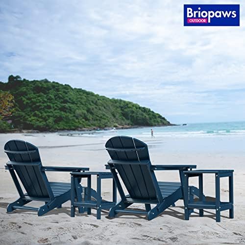 BRIOPAWS Adirondack Ottomans | Folding | Set of 2 | HDPE Plastic | Blue Outdo...