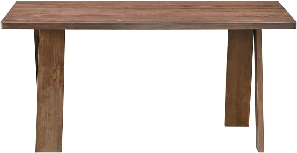 Acanva Farmhouse Rectangular Dining Table for 6 People, Modern Mid-Century Wa...
