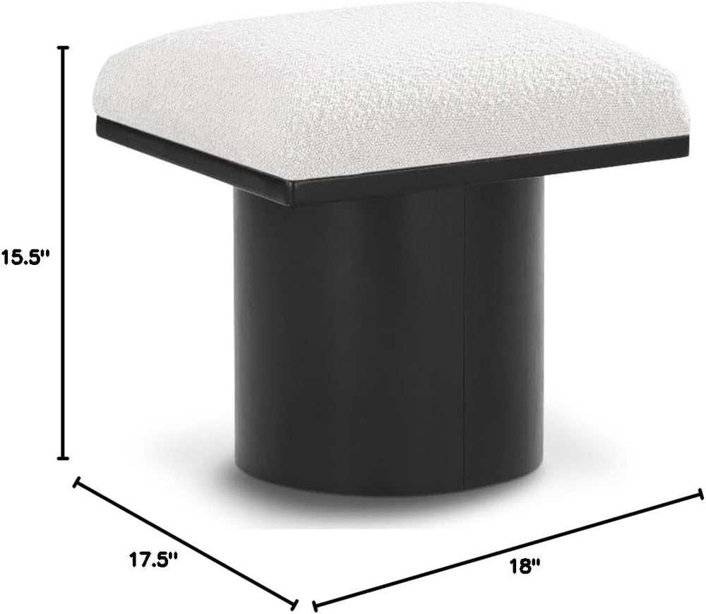 MAKLAINE Cream Boucle Fabric Bench/Stool, 15.5" W x 18" D x 17.5&qu...