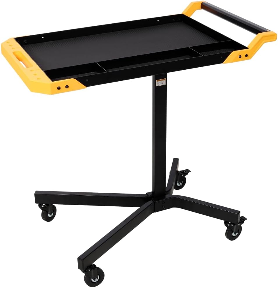 Adjustable Height Mobile Work Table, Rolling Work Bench with Tool Tray and 4 ...
