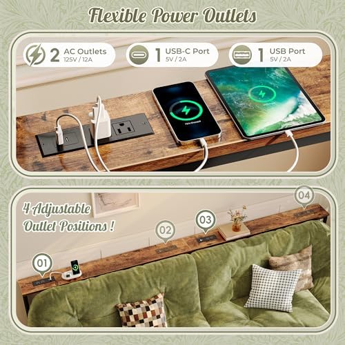 Huuger 110.2 Inch Sofa Table with Power Outlets, Skinny Behind Couch Table | ...