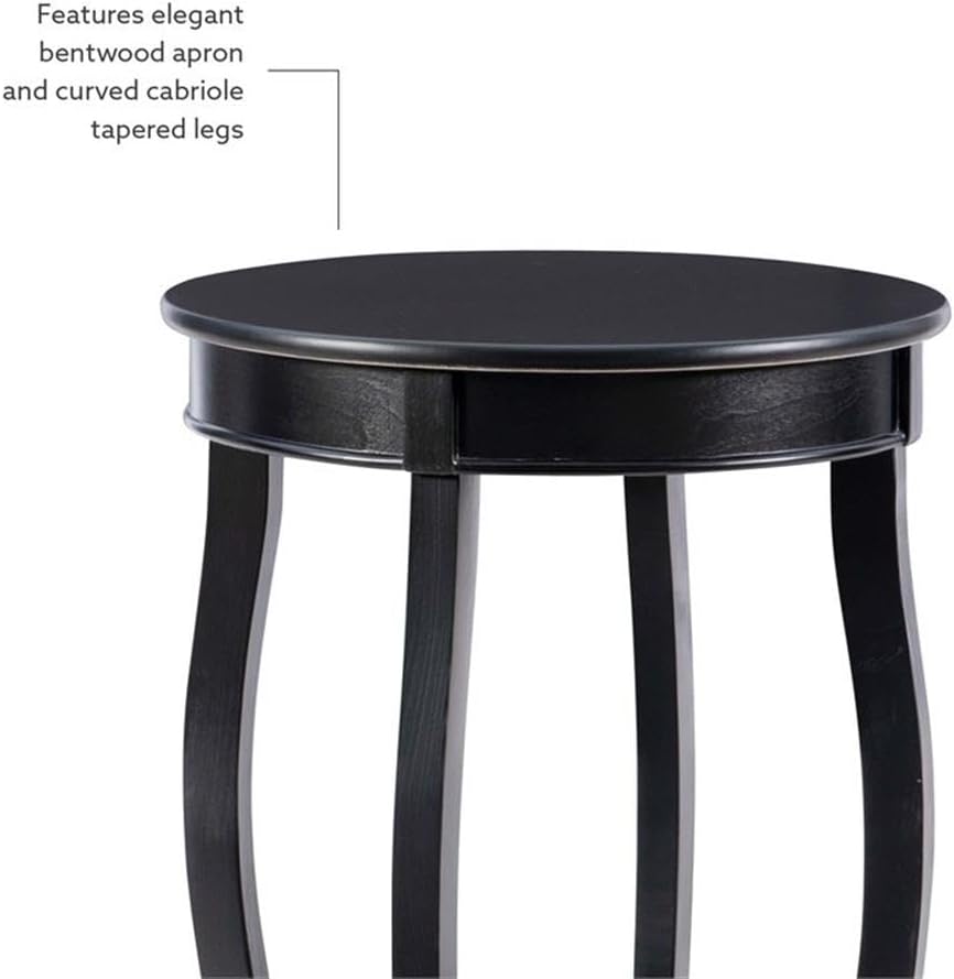 BOWERY HILL Round Wood End Table with Shelf, 18.5 x 24 in, Black Finish, MDF ...