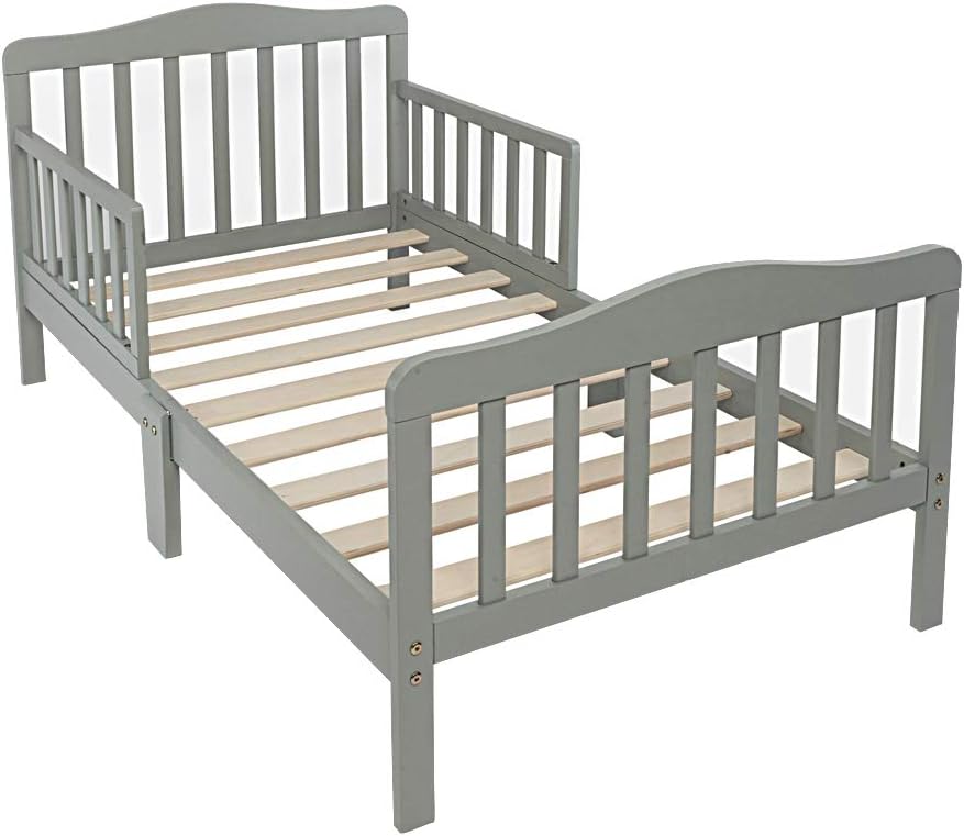 Bed Frame, Grey, Solid Pine Wood, Single Bed