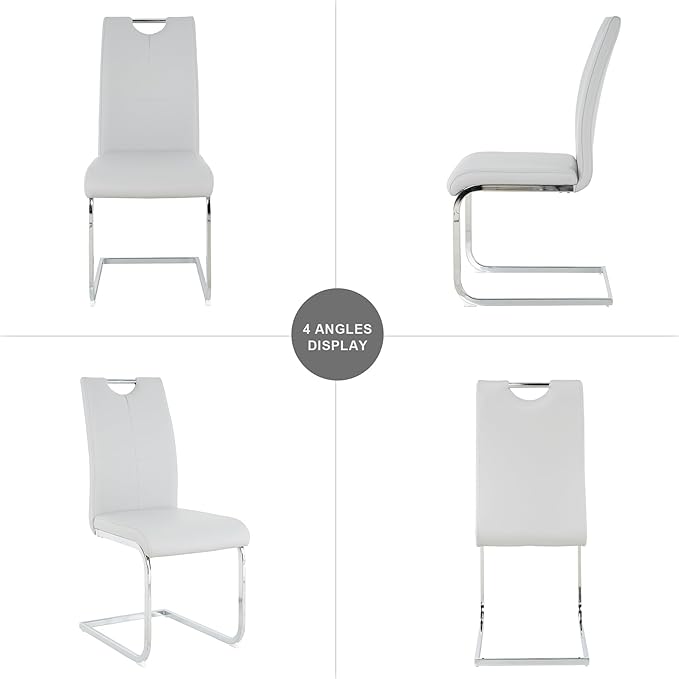 Goujxcy Dining Chairs Set of 4, Modern High Back Kitchen Chairs with Metal Le...