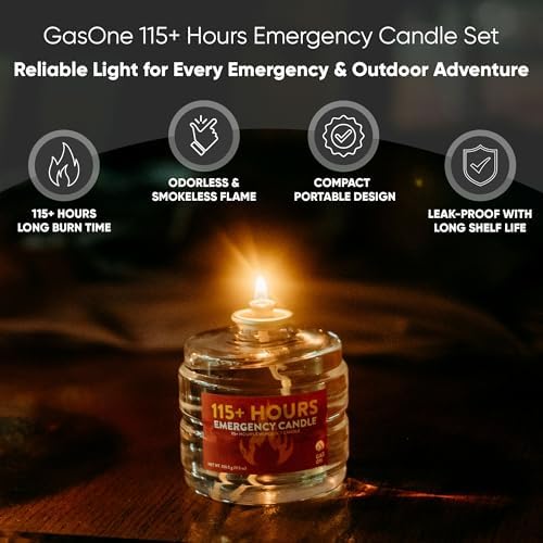 GasOne 115+ Hours Emergency Candle Set – 8-Pack Liquid Candles – Clean Burnin...