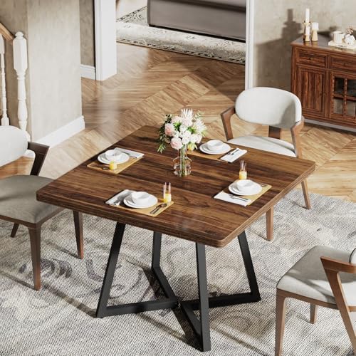 Tribesigns Square Dining Table for 2, 31.5" Industrial Dinner Table with...