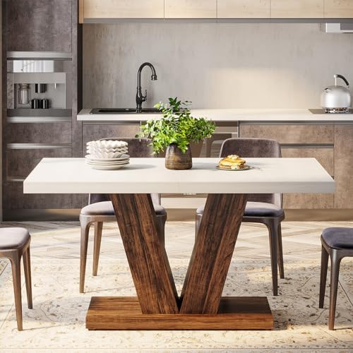 Tribesigns 47-Inch Dining Table for 4, White Kitchen Dinner Table with Heavy ...