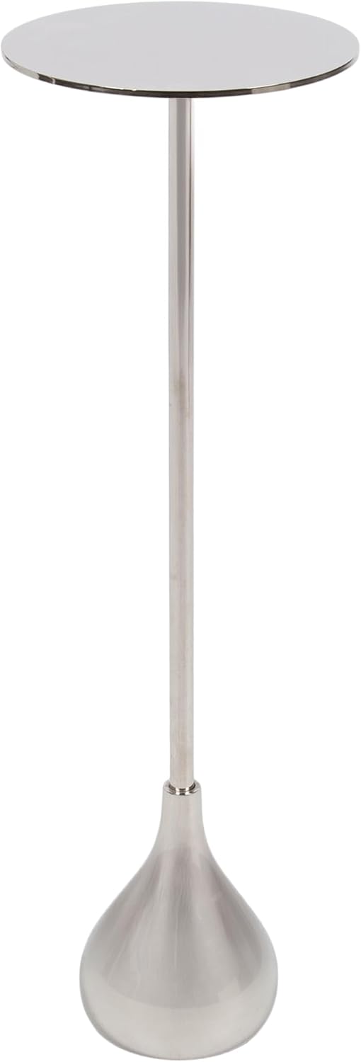 Kate and Laurel Hersi Decorative Modern Pedestal Drink Table, 7 x 7 x 20, Sil...
