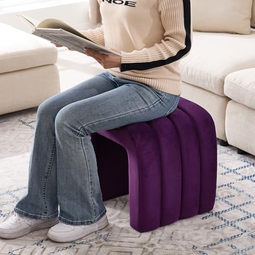ONEVOG Velvet Pouf Ottomans, Small Ottoman Foot Rest for Couch, 18 Inch Cute ...