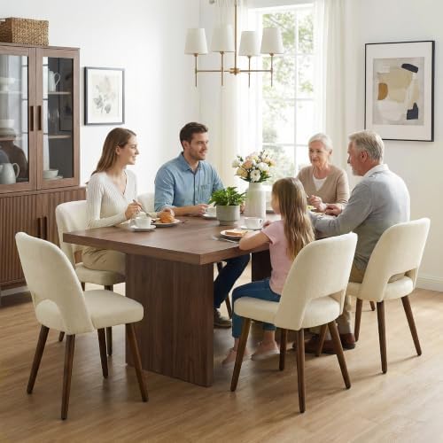 Usaint Wooden Dining Chairs Set of 2, Fabric Dining Room Chairs, Beige
