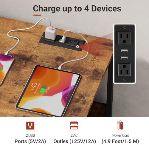 DEVAISE 3 Drawer Mobile File Cabinet with Storage Shelf, Charging Station | R...