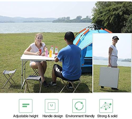 REDCAMP Heavy-Duty Aluminum Frame Camping Table, 4ft Large Folding Table (48x...