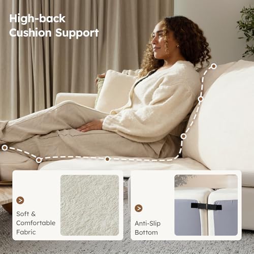 Modular Sectional Cloud Sofa, No Assembly Oversized Couch, Beige | Comfy Seat...