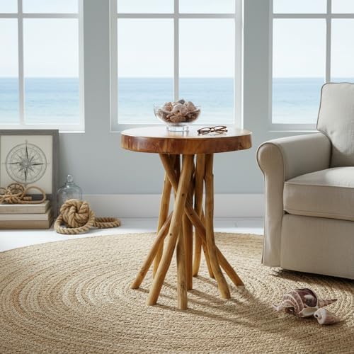 WELLAND Solid Teak End Table, Stick Leg Accent Table, 16" L x 16" W...