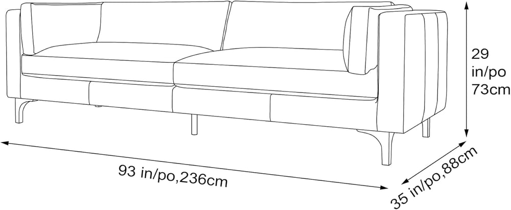 Valencia Mary Leather Couch 93" | Top Grain Nappa 11000 Leather Wide Sea...