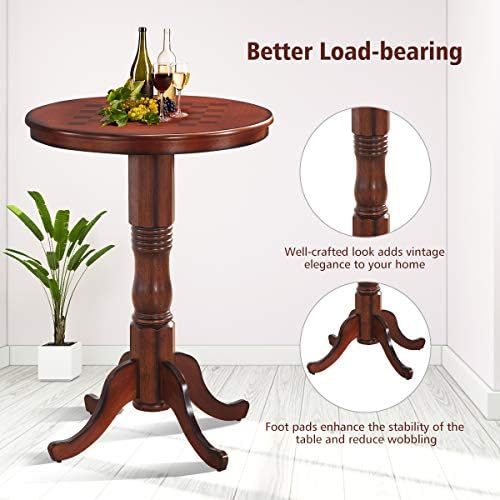 GIANTEX Round Dining Table, 30" D X 41.5" H, Wooden Pub Pedestal Si...