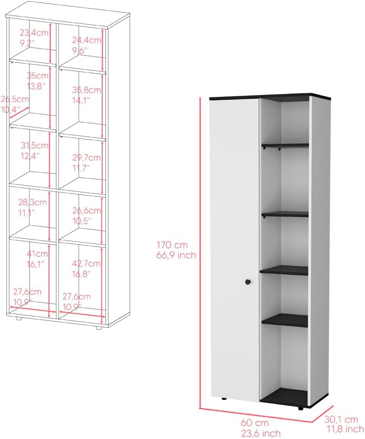 24.4" D*16.53" W*48.03" H Freestanding Kitchen Pantry with 8 B...