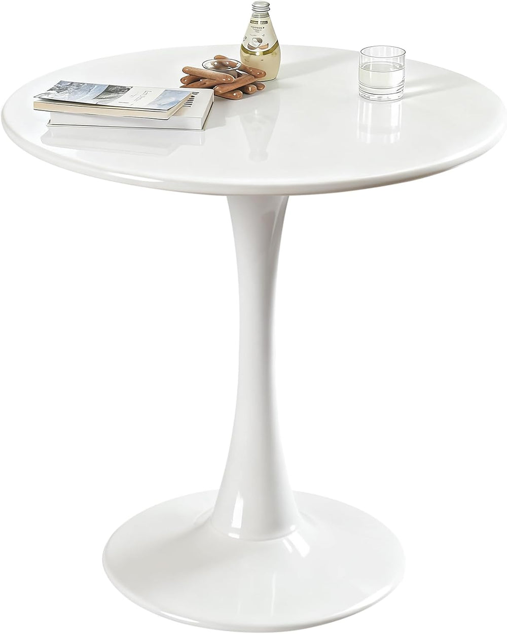 Round Dining Tulip Table for 4, Mid-Century Modern Table with Sturdy Metal Pe...